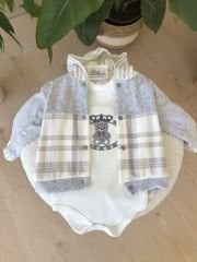 Gri kadife ayılı 3’lü takım