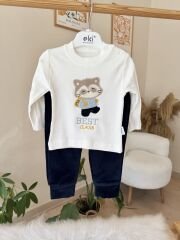 Mavi kadife hırkalı 3’lü takım