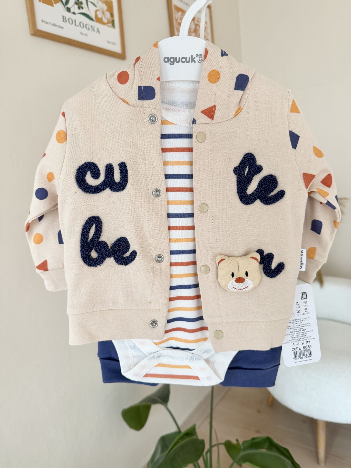 Lacivert cute bear 3’lü hırkalı takım