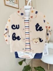 Lacivert cute bear 3’lü hırkalı takım