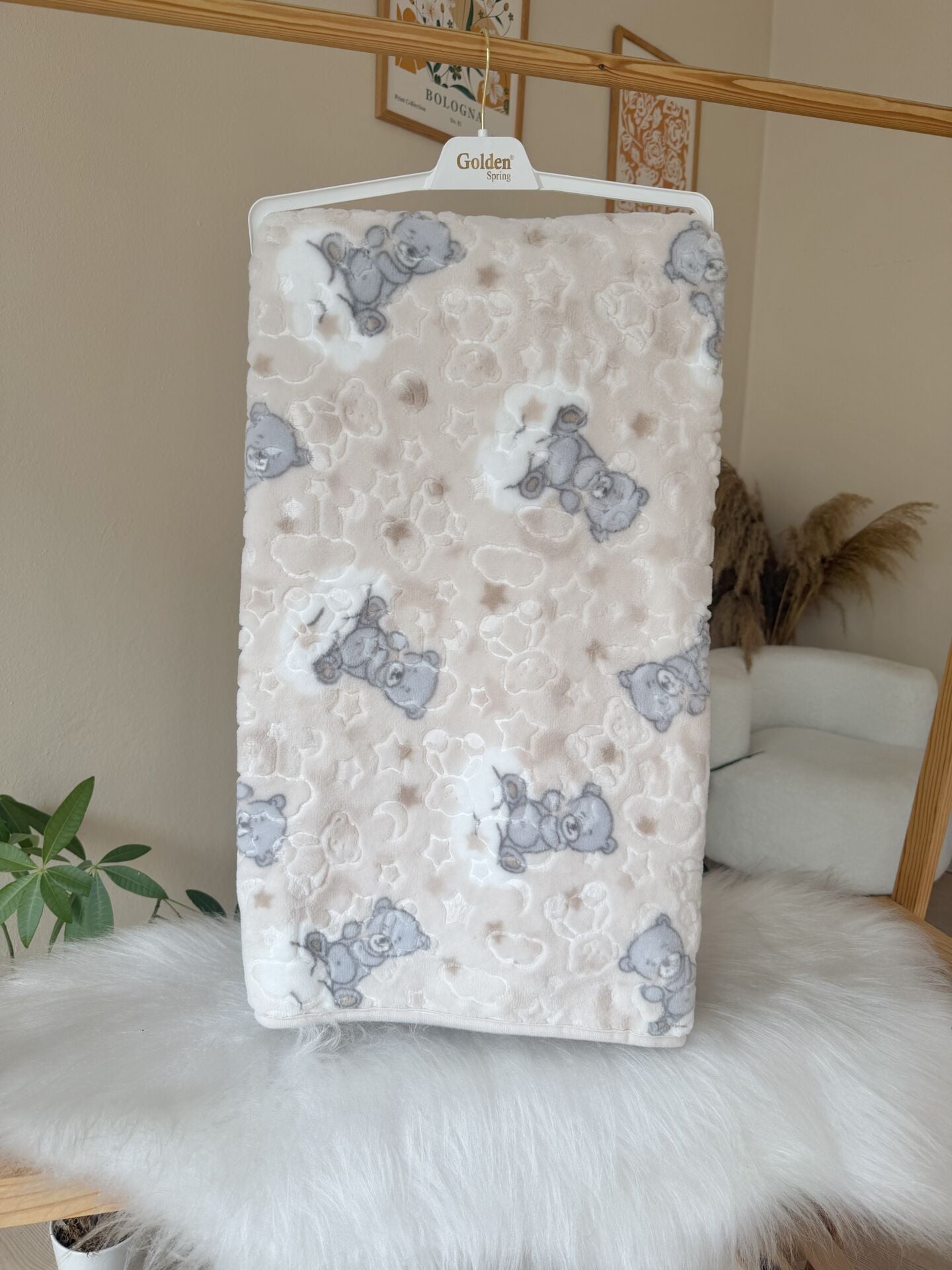 Kahve ayıcıklı golden battaniye