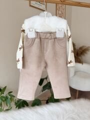 Peluş yelekli 3’lü takım