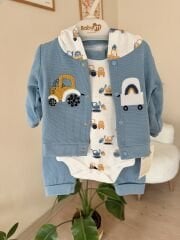 Mavi traktörlü 3’lü takım