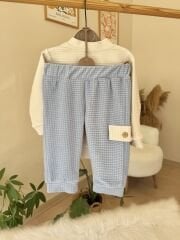 PREMİUM mavi düğme detaylı 2’li takım