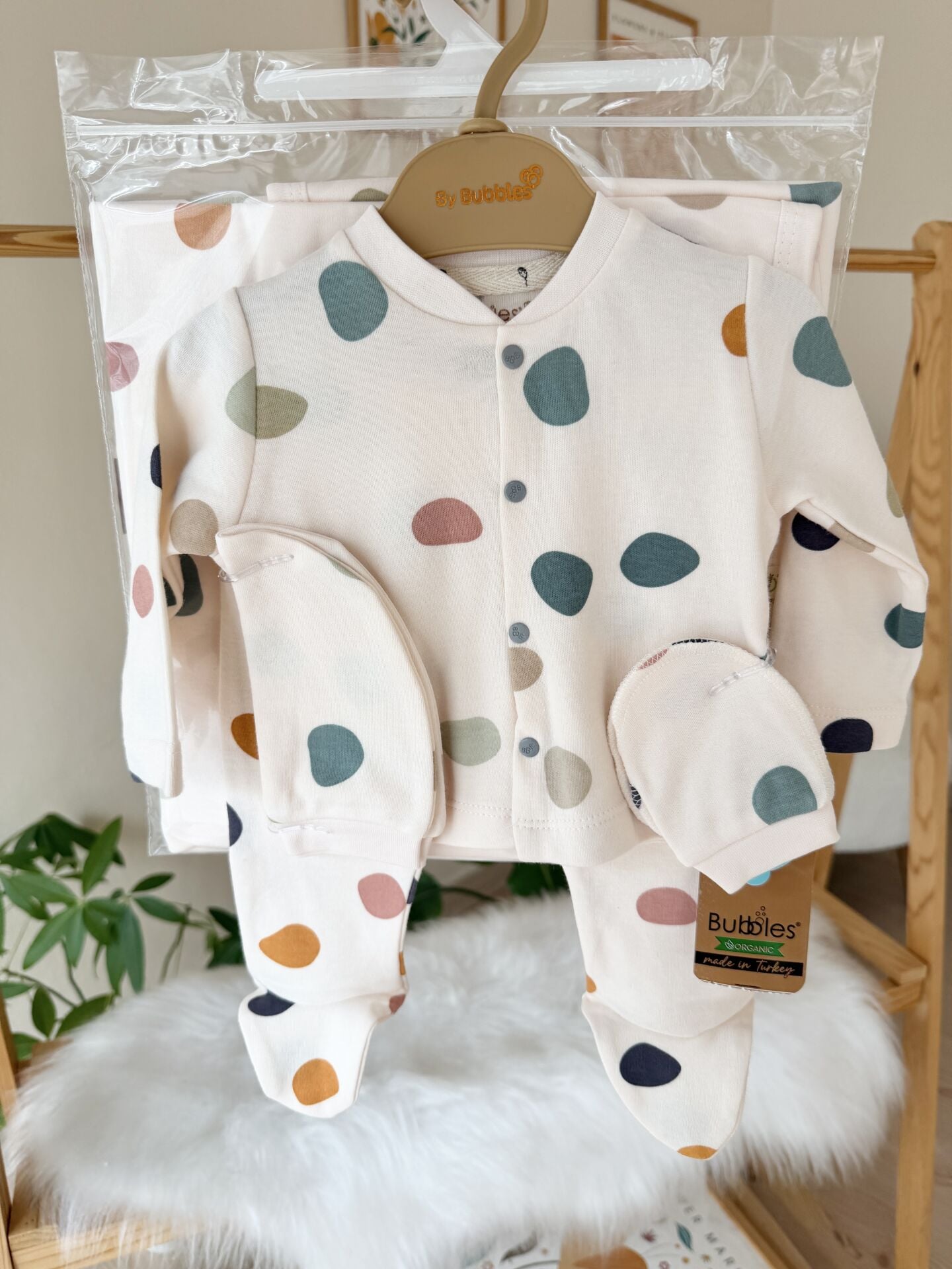 Organik soft Renkli desenler 6’lı battaniyeli set