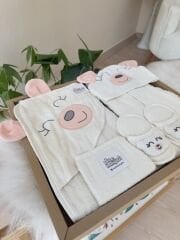 PREMİUM pembe ayıcık 4 parça banyo seti