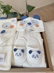 PREMİUM mavi panda 4 parça banyo seti