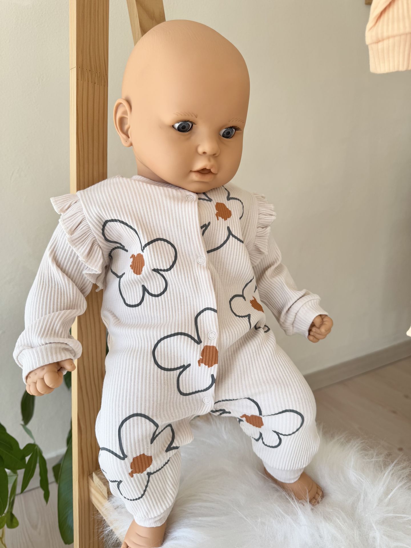 Turuncu papatyalı 3’lü tulum set