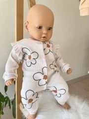 Turuncu papatyalı 3’lü tulum set