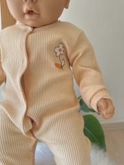 Turuncu papatyalı 3’lü tulum set