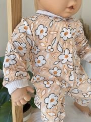 Turuncu papatyalı 3’lü tulum set