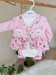 Pembe ayıcık çiçekli 3’lü takım