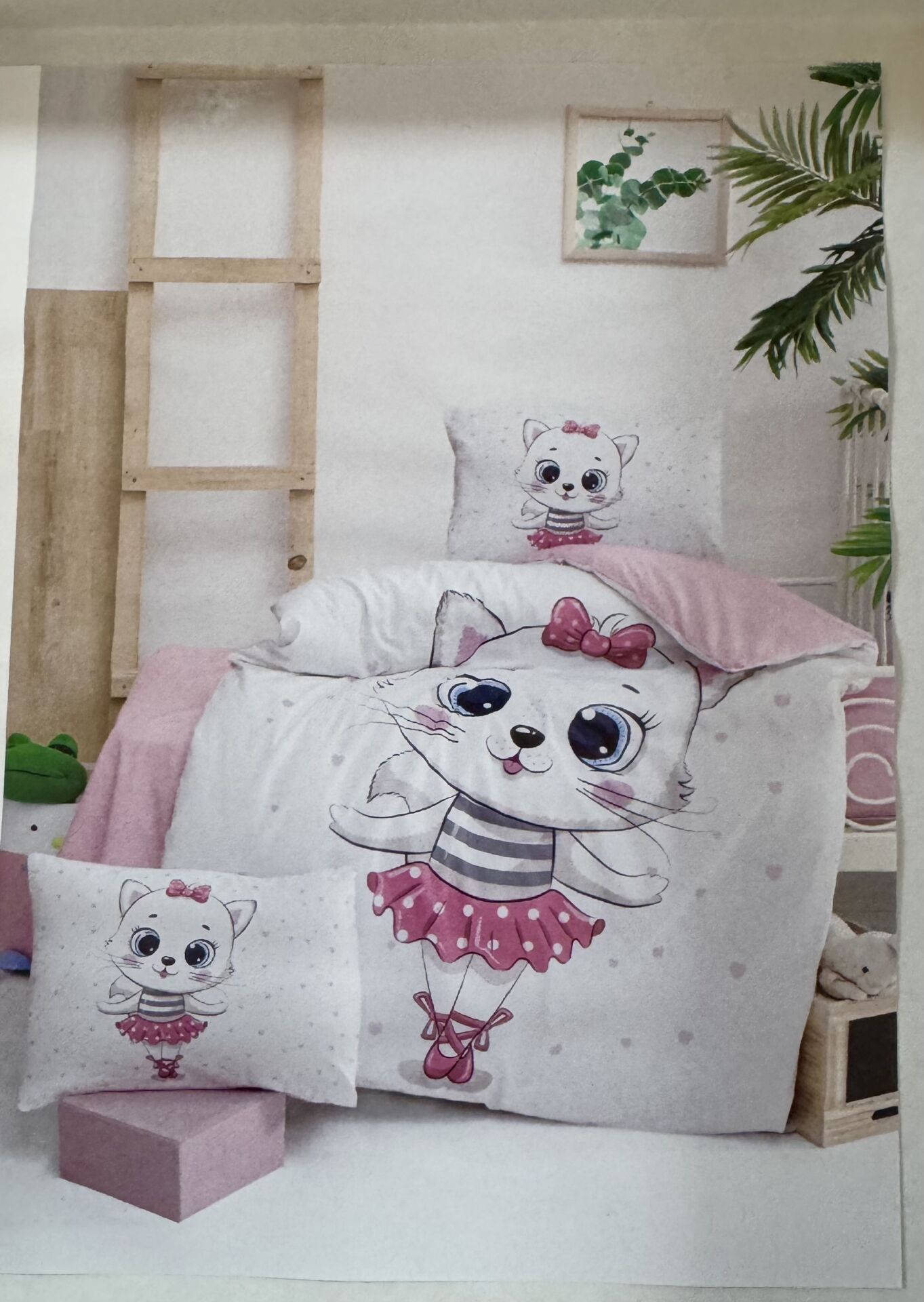 Pembe balerin kedi nevresim takımı