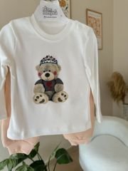 Somon peluş ceketli 3’lü takım