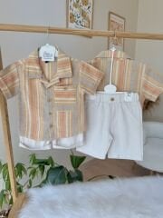 Soft turuncu çizgili gömlekli takım