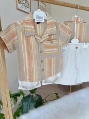 Soft turuncu çizgili gömlekli takım