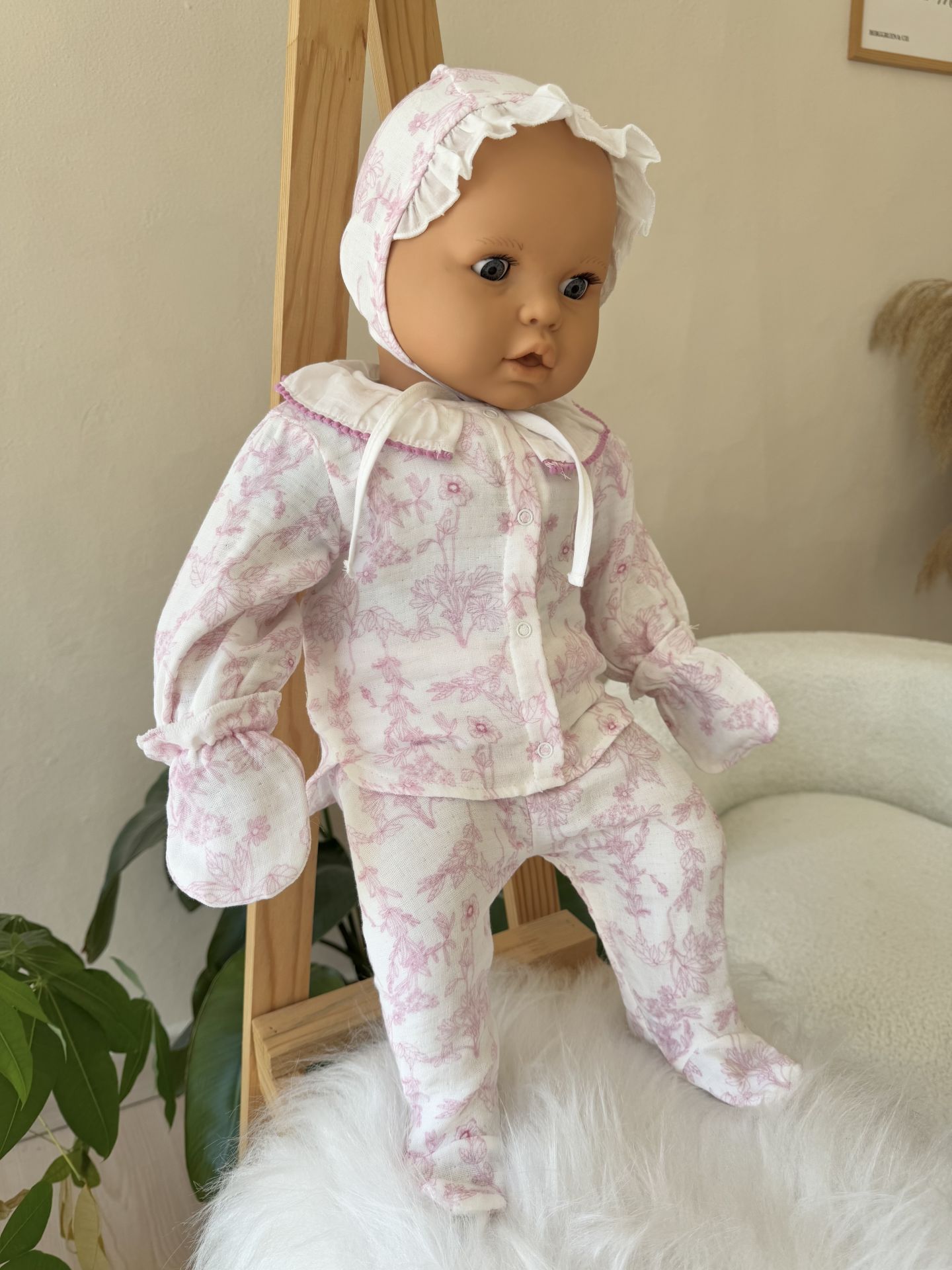 Premium pembe çiçek müslin 5’li set
