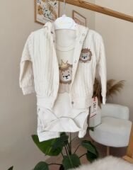 Bej aslanlı 3’lü hırkalı takım