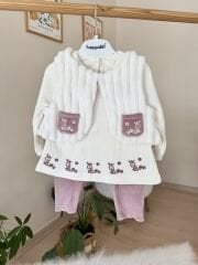 Kürk yelekli 3’lü takım