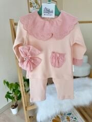 Pudra fisto detaylı bandanalı 3’lü takım