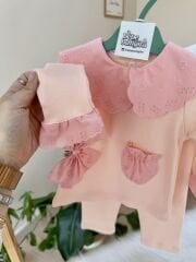 Pudra fisto detaylı bandanalı 3’lü takım