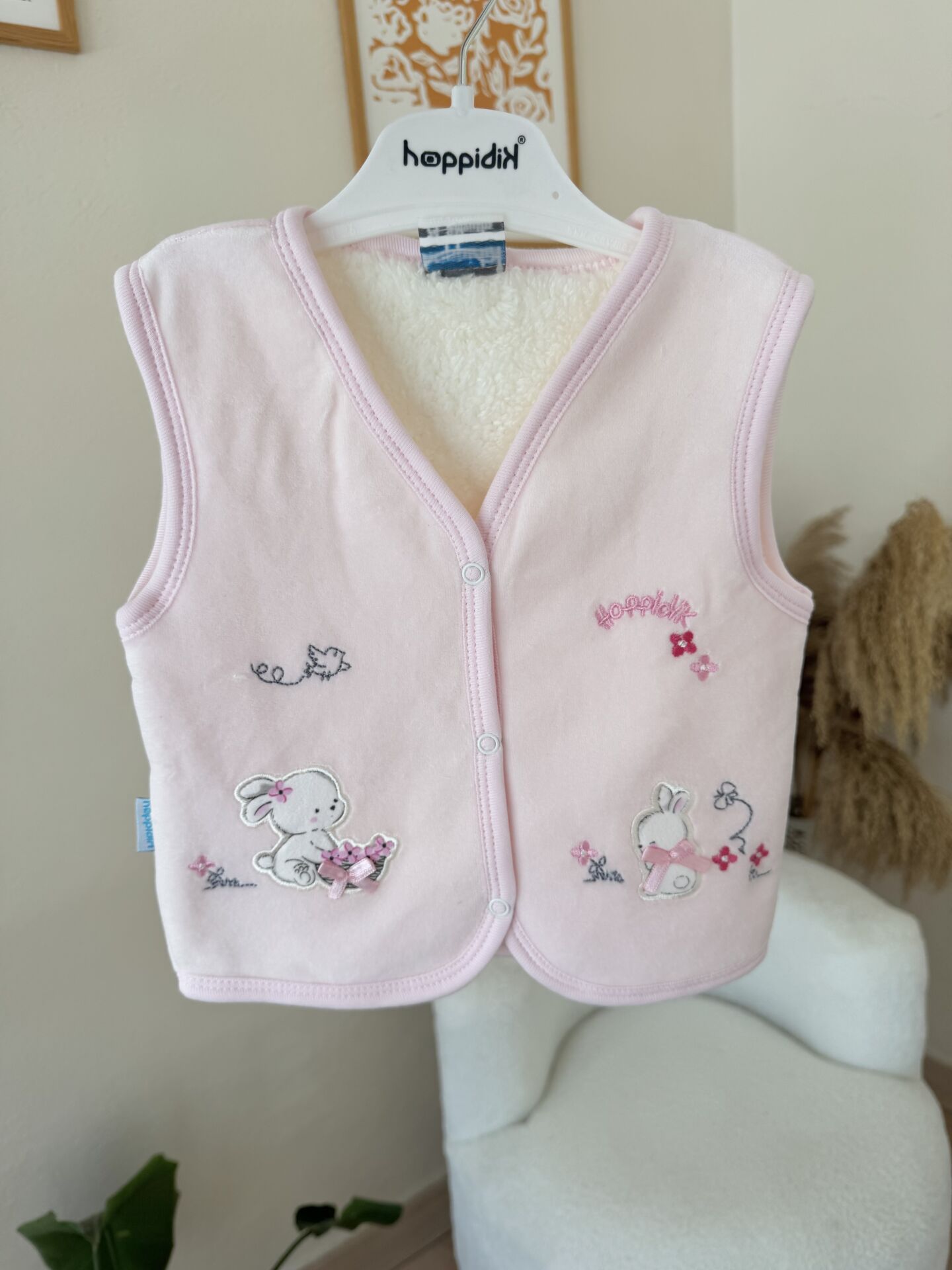 Pembe Welsoft astarlı kadife yelek