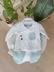 Mint yeşil cepli müslin 8’li set