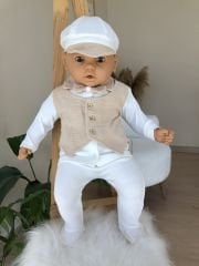 Bej papyonlu yelek detaylı 5’li set