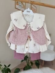 Premium pembe yelekli 3’lü takım