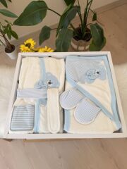 Mavi ayıcık nakışlı banyo set