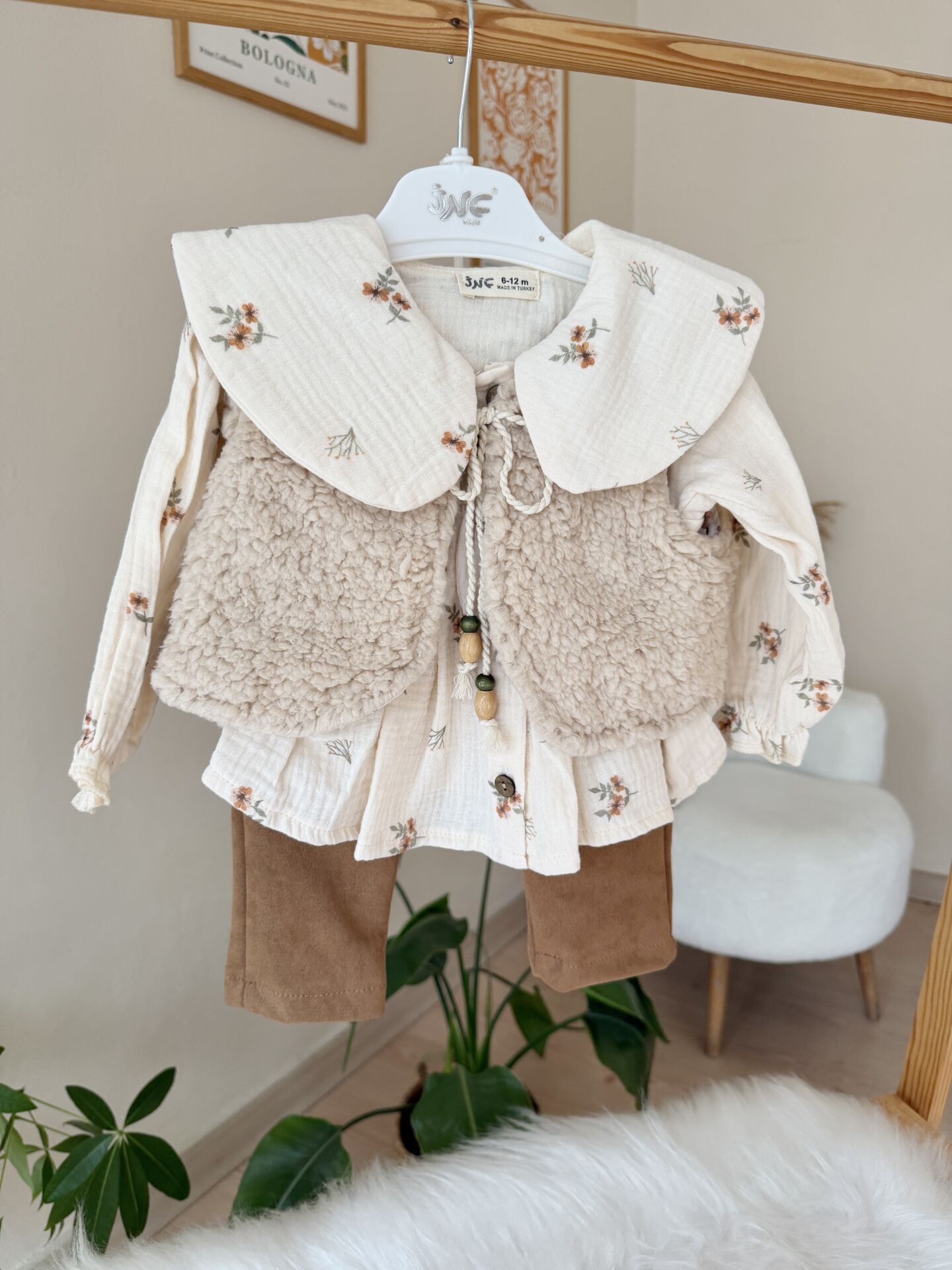 Premium kahve yelekli 3’lü takım