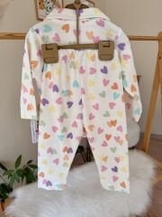 Lüx kalite yaka detaylı kalpli pijama takımı