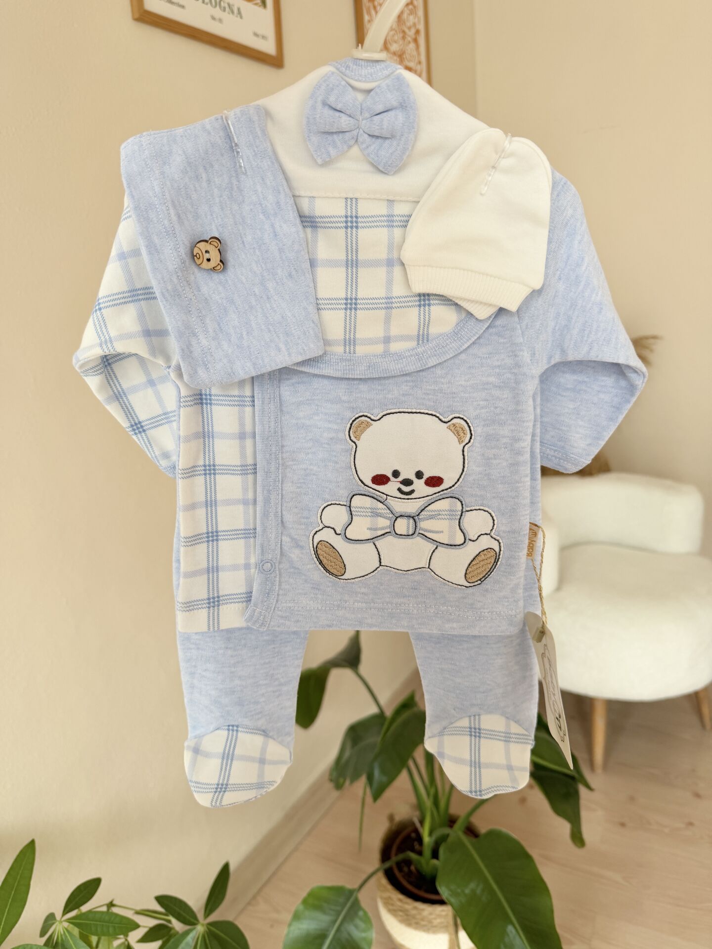 Bebe mavi papyonlu ayıcık 5’li set