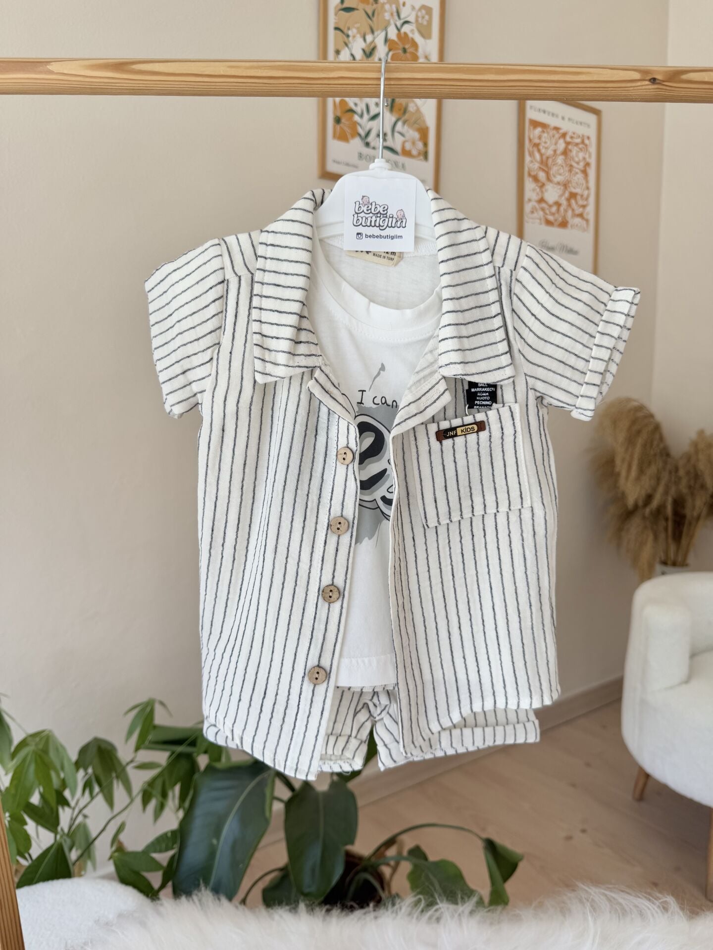 Lacivert müslin gömlekli 3’lü takım