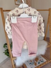 Pembe çiçekli 3’lü hırkalı takım