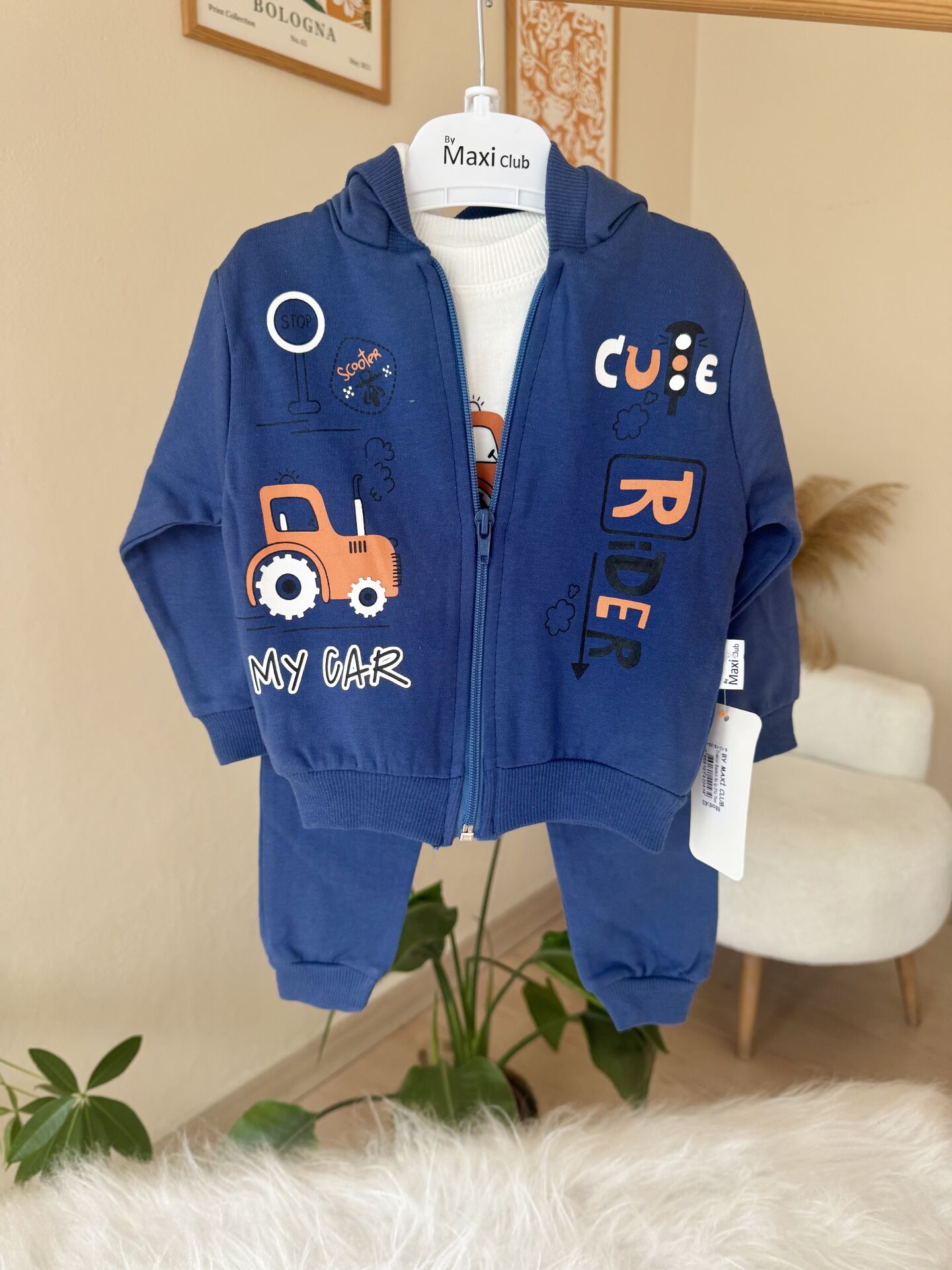 Lacivert traktörlü 3’lü eşofman takımı