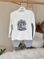 Lacivert ekose Welsoft ceketli 3’lü takım (2-3-4) yaş