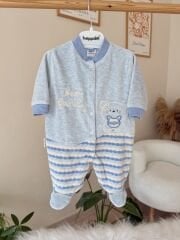 Premium mavi ayıcıklı kadife tulum