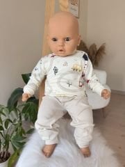 Araba detaylı bej 2’li takım