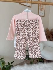 Pudra leopar detaylı 2’li takım