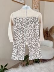 Bej leopar detaylı 2’li takım