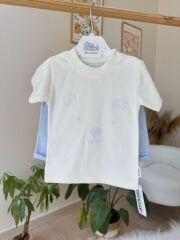 Mavi keten şortlu takım