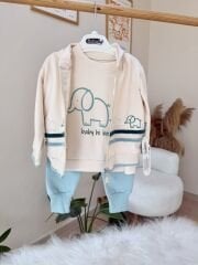 Mint yeşil filli mevsimlik 3’lü takım