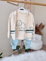 Mint yeşil filli mevsimlik 3’lü takım