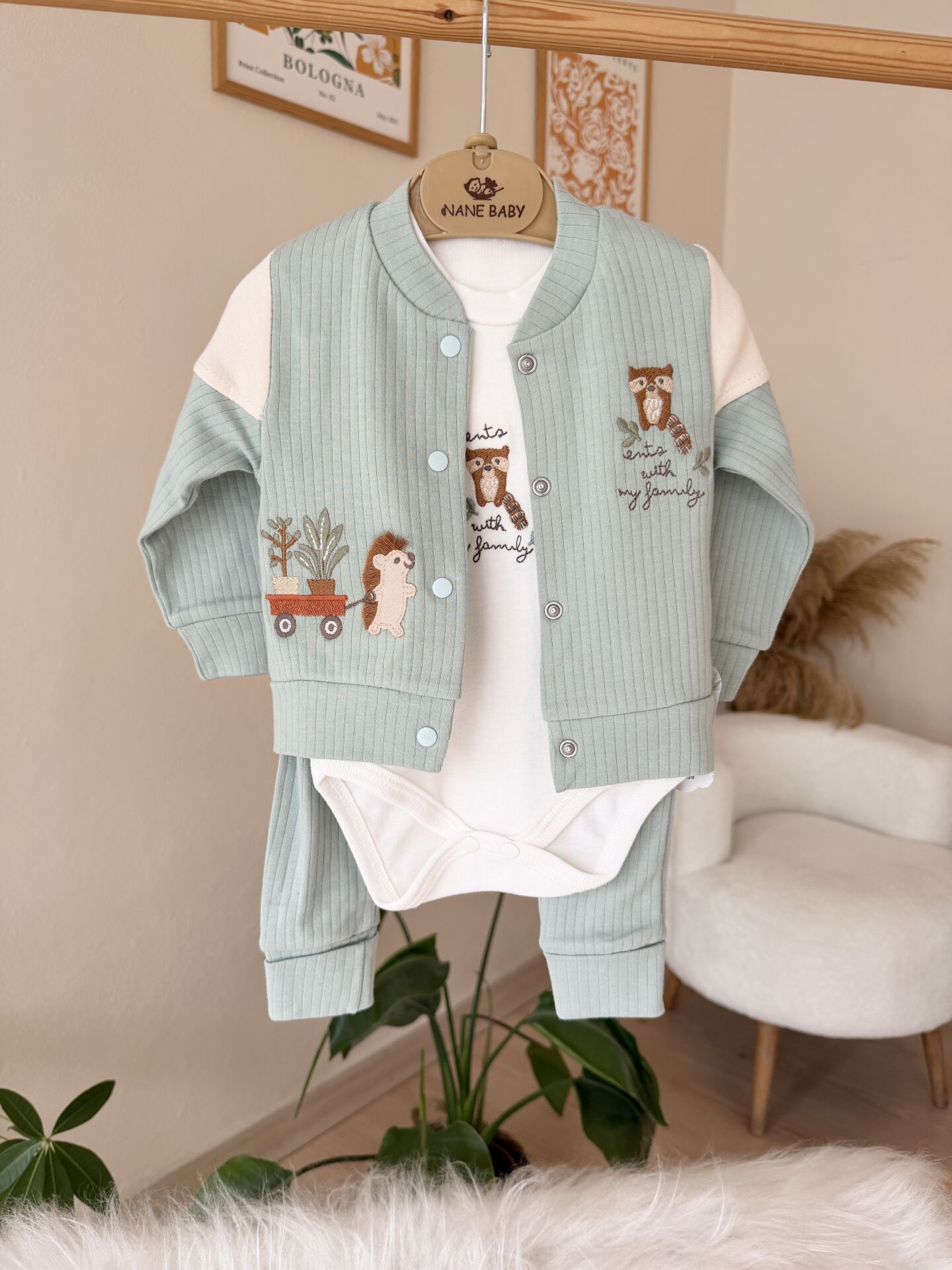 Yeşil sevimli hayvanlar 3’lü takım