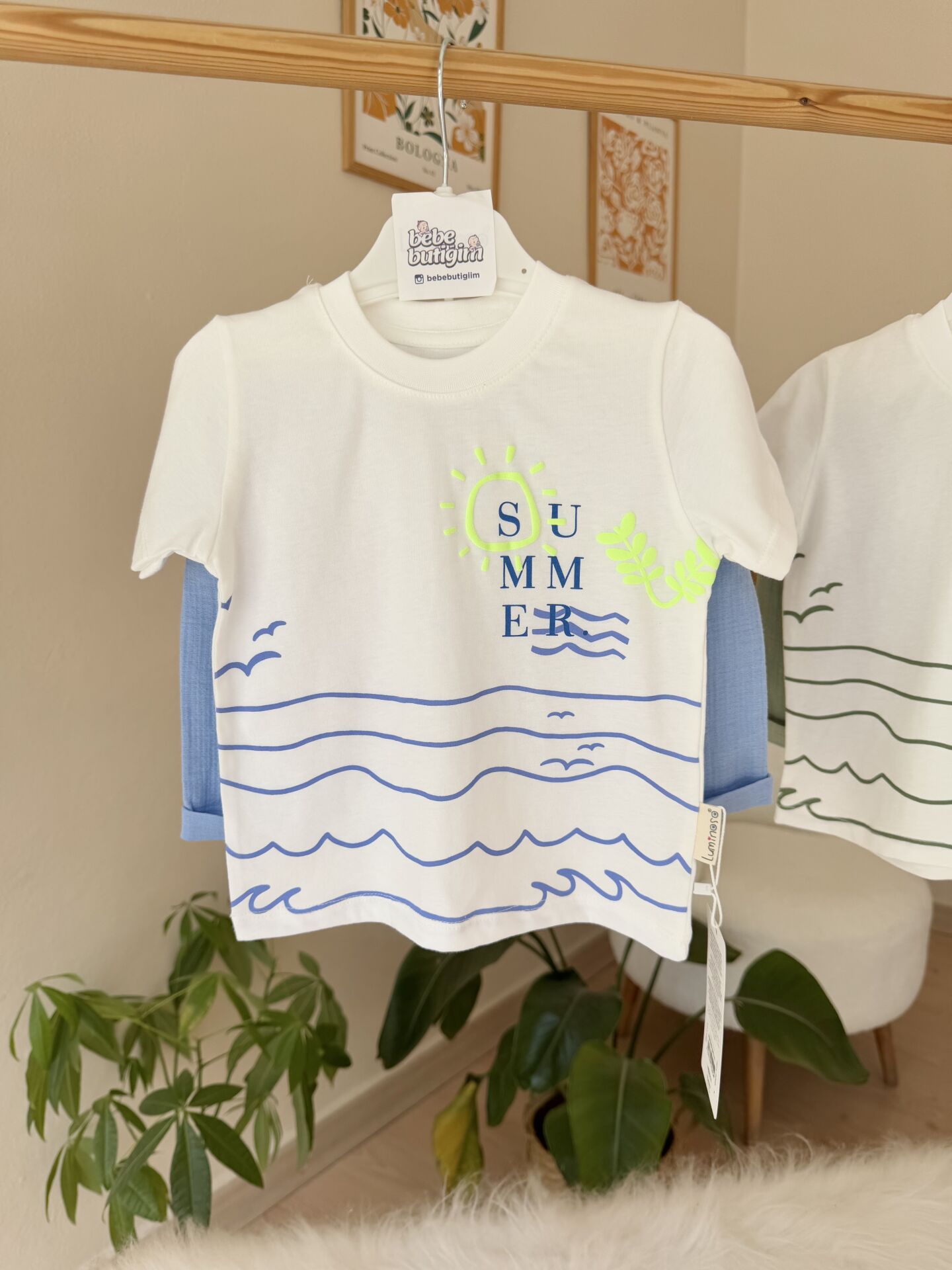 Mavi Summer müslin şortlu Takım