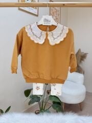 Hardal renk yaka detaylı 2’li takım