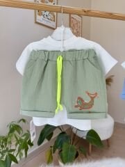 Yeşil summer müslin şortlu takım