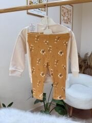 Krem renk yaka detaylı 2’li takım