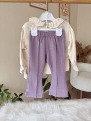 Mor tasarım triko süveterli 3’lü takım